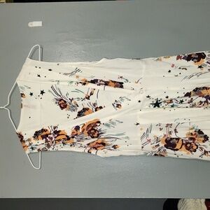 FREE PEOPLE Cream Multicolored Star Print Wrap Top / Tunic Size Small